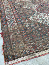 Load and play video in Gallery viewer, Syrus, vintage Qashqai tribal scatter rug 4 x 6’1
