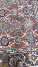 Load and play video in Gallery viewer, Cyrus, vintage Varamin Persian rug with Mina Khani design 7’11 x 11’3
