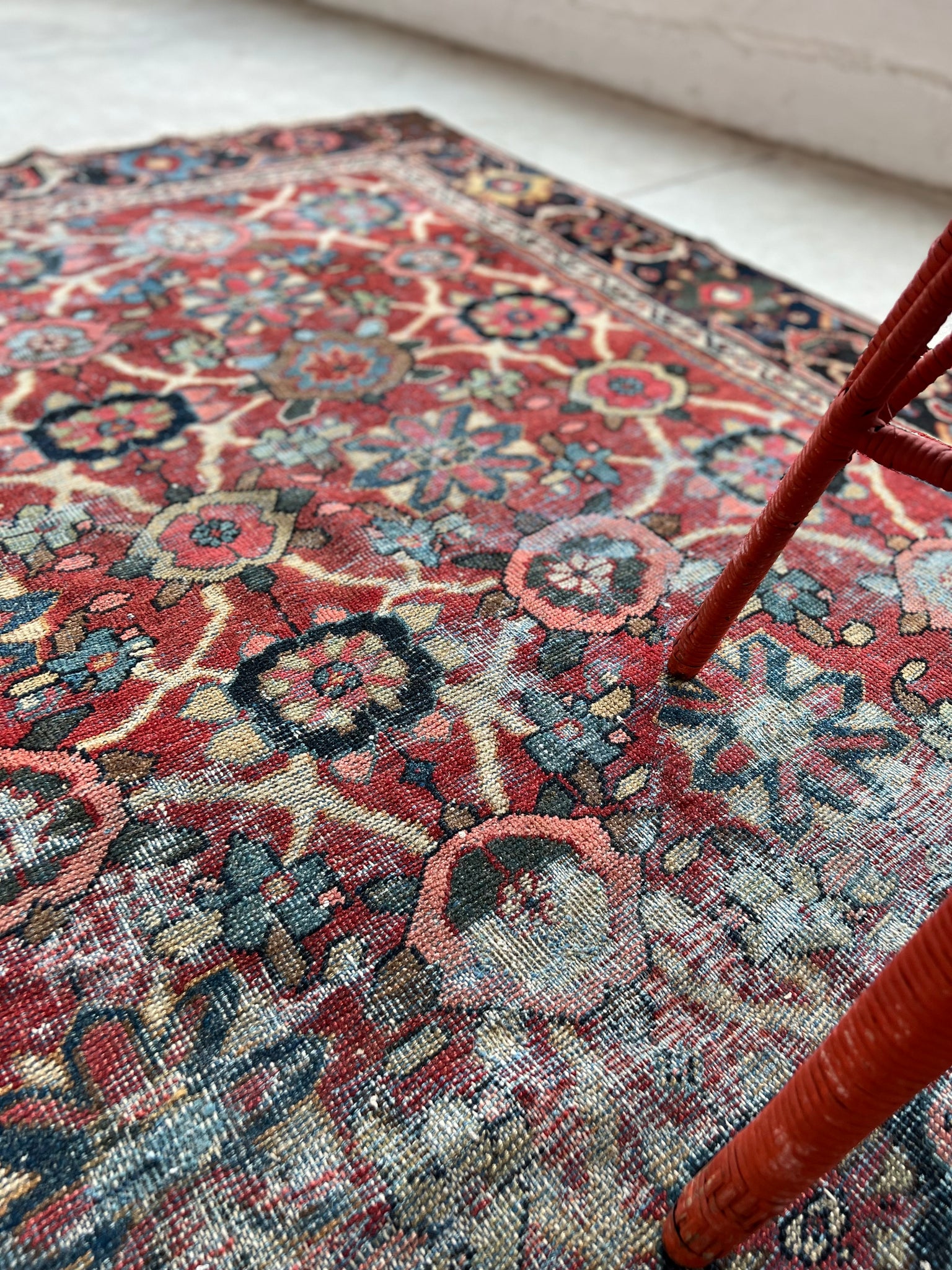 Cyrus, vintage Varamin Persian rug with Mina Khani design 7'11 x