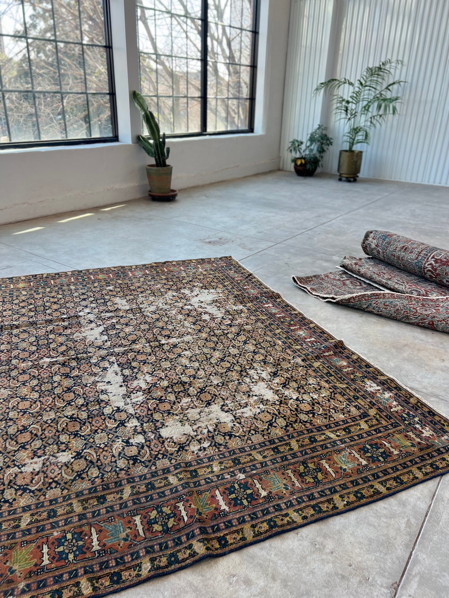 Masih, antique Persian Tabriz rug with Senne weave  7’8 x 9’7