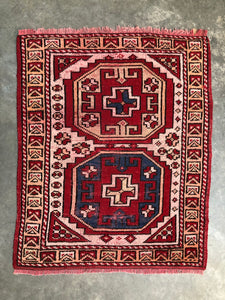 Lemuel, vintage Persian rug with madder red, 2’7 x 3’4