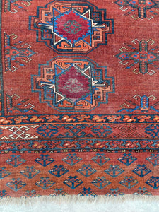 Alexei, Antique Turkmen Chuval or bag face tribal rug , 3’3 x 6’3