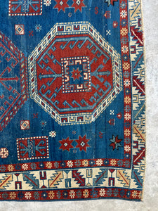 Faraz, Caucasian Shirvan scatter rug, circa 1930s, 3’7.5” x 4’9