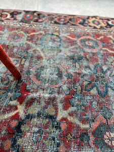 Cyrus, vintage Varamin Persian rug with Mina Khani design 7’11 x 11’3