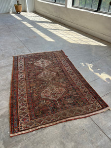 Syrus, vintage Qashqai tribal scatter rug 4 x 6’1