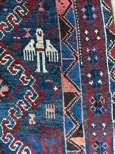 Mina, vintage Kurdish tribal scatter rug, mid 20th C, 3’3 x 6’