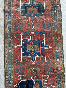 Abtin, Antique Persian Heriz runner, 3’2 x 10’7