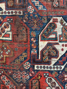 Jabari, Antique Persian Shiraz tribal rug, 7’5 x 9’8 Mi