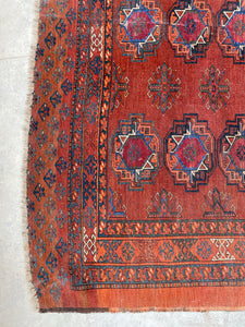Alexei, Antique Turkmen Chuval or bag face tribal rug , 3’3 x 6’3
