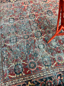 Cyrus, vintage Varamin Persian rug with Mina Khani design 7’11 x 11’3
