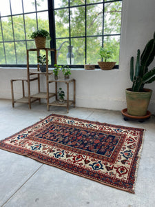 Hestia, antique Persian Malayer scatter rug, 3’1 x 4’1